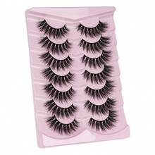 7 Cặp lông mi giả kiểu mắt mèo, tự nhiên và giúp dài mi, đuôi mi xòe rộng giúp mắt trông dài hơn, lông mi giả lông chồn, dùng để trang điểm. - màu đen - Xem 6