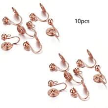 10pcs Stainless Steel Mosquito Coil Ear Clips Converter, Painless Invisible Earrings, DIY No Piercing U-Shaped Earrings - Multicolor - View 11