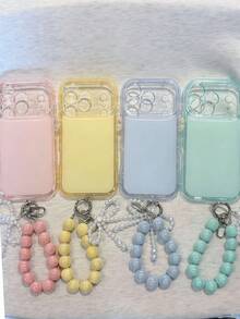 Funda de teléfono con estilo Y2K, minimalista y linda, con lazo de gelatina, adecuada para iPhone 17Pro Max, 17Pro, 17, 16Pro Max, 16Pro, 16, 15Pro Max, 15Pro, 14Pro Max, 14PLUS, 14, 13, 12 con protección de lente en la parte trasera - Amarillo - Ver 3