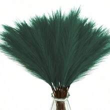 42/40/24/18/12/9/6/3pcs 55cm Elegant Realistic Dark Green Reed Grass, 1pc, Fluffy Artificial Plant, Bohemian Style Vase Decoration, Suitable For Living Space, Wedding, Halloween, Christmas, Easter, Valentine's Day, Mother's Day, Graduation And Autumn Decor - Dark Green - View 3