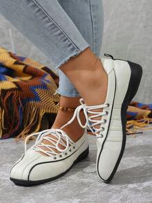 Giày bệt buộc dây đế mềm cho nữ, giày lười thoải mái, thoáng khí, chống trơn trượt, nhẹ, giày cho bà mẹ cho con bú, giày khiêu vũ. - trắng - Xem 7