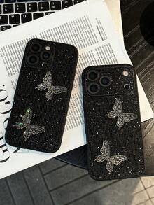 1个时尚奢华水钻蝴蝶手机壳，兼容 17 Pro Max、17 Pro、17 Air、17、16、15、14、13 Pro Max、Plus系列，优雅防摔设计 - 黑色 - 查看 3