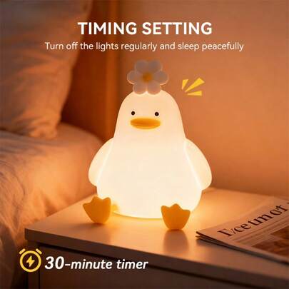 مصباح ليلي على شكل بطة لطيف، مصباح بطة ذكي مع وضع تغيير اللون ووظيفة المؤقت، قابل للشحن عبر USB، للغرفة والصالة، ديكور منزلي ممتع، مناسب كهدية لعيد الميلاد وعيد الأم والفصح وعيد الشكر