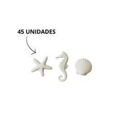 Aplique Fundo Mar Resina Quadro Mdf Branco Kit 45 Pçs - Padrão - Visão 6