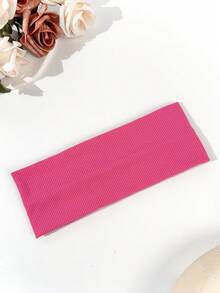 1条弹力针织运动头带，适合日常瑜伽、户外活动、沙滩配饰、夏季服装、夏季沙滩发带 - 玫紅色 - 查看 6