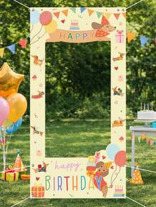 60x120厘米腊肠犬主题生日派对拍照背景布，黄色，适合所有年龄段的拍照道具 - 黃色 - 查看 4