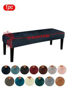 1pc Solid Color Elastic Silver Fox Plush Bench Cover, Washable And Removable Stretch Bench Slipcover, Suitable For Home, Office And Hotel - Protect Your Seat From Spills And Stains - Multicolor - View 11