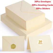 30 phong bì + 30 thiệp + 30 sticker. Phong bì mời kiểu nắp chữ V, thích hợp để đựng ảnh, thiệp chúc mừng, sinh nhật, đám cưới, tốt nghiệp, thông báo, tiệc mừng em bé. - A - Xem 1