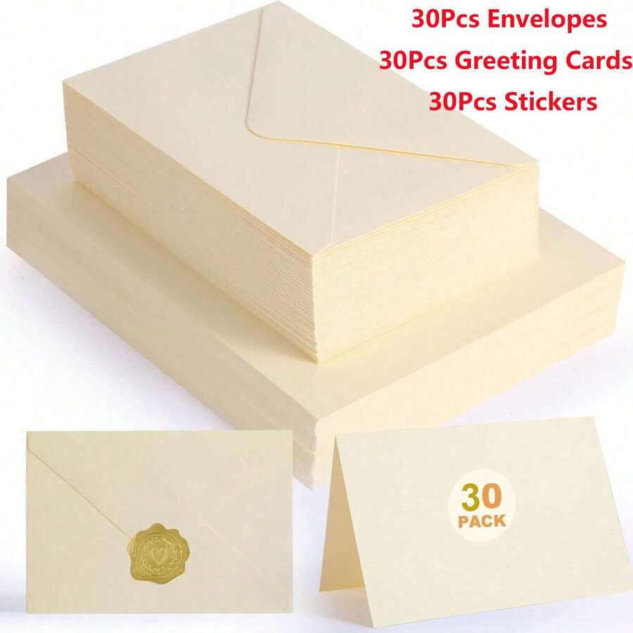 30 phong bì + 30 thiệp + 30 sticker. Phong bì mời kiểu nắp chữ V, thích hợp để đựng ảnh, thiệp chúc mừng, sinh nhật, đám cưới, tốt nghiệp, thông báo, tiệc mừng em bé. - A - Xem 1