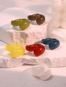 6件套时尚闪耀独特精致创意奢华百搭优雅几何透明气泡树脂戒指，适合女性日常佩戴、节日和派对场合。 - 彩色 - 查看 5