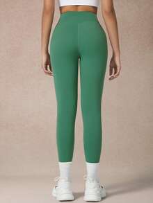 NcmRyu 1pc Women High Waist Slim Fit Solid Color Sports Pants - Green - View 8