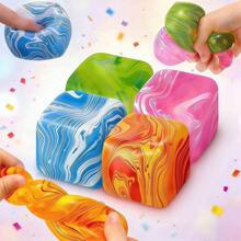 Fidget Toys Squishy Stress Cube, Stress Balls For Kids Adults Squishies Stress Relief, Ice Squishy Cube Sugar Balls, High Density Squeeze Balls For Students Calming(Blue) - Cube-Blue - 查看 6
