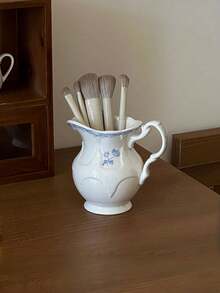 1个ins风浮雕花卉化妆刷收纳盒，高端桌面整理架，大容量 - 彩色 - 查看 10