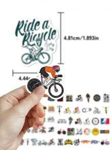 60pcs Inspirational Cartoon Bicycle Stickers: Eye-Catching, Creative Designs Perfect For Guitars, Skateboards, Parties, Suitcases, Desktops, And Holiday Gift Decorations - Multicolor - View 4