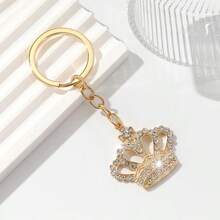 1 chiếc móc khóa hình vương miện rỗng thời trang, đính đá lấp lánh, thích hợp cho phụ nữ đeo hàng ngày và làm quà tặng. - Vàng - Xem 5