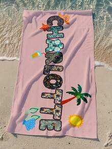1pc Customized Ocean/Beach Towel, Personalized With Name For Girls/Boys, Suitable For Outdoor Beach Travel Swimming Fitness Yoga, Beach Accessories, Customized Beach Towel Gift For Friends, Available In Multiple Sizes - Style 1 - View 9