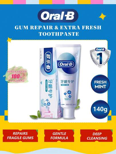 Oral-B 2-Week Gum Repair Toothpaste, Fights Halitosis At The Source, With Stannous Fluoride Formula To Combat Plaque & Gingivitis, Long-Lasting Mint Freshness, Daily Gum Health Protection, 140g/4.94oz