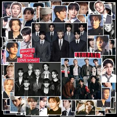 100 piezas Pegatinas de BT/S ARIRANG Pegatinas de vinilo resistentes al agua para portátil, funda de teléfono, botella de agua, equipaje, diario, regalo de ARMY, regreso, NADAR, álbum, La espera valió la pena, ARIRANG, Bangtan, OT7, ARMY, portátil, funda de teléfono, botella de agua, equipaje, diario, casco, monopatín, DIY, regalo RM Jin J-Hope Jimin V