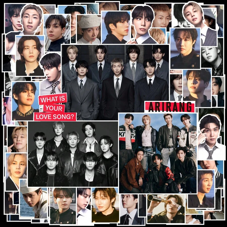 Hasbro 100張 BT/S ARIRANG 防水乙烯基貼紙 K-Pop 回歸貼花,適用於筆電、手機殼、水壺、行李箱、剪貼簿,ARMY 禮物,回歸、SWIM、專輯、等待是值得的 - 彩色 - 查看 1