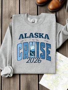Alaska Cruise 2026 Sweatshirt, Cruise Trip Sweater, Alaska Vacation Sweatshirts, Alaska Cruise Gift Idea, Alaska Travel Sweaters, Northern Adventure Sweatshirt, Alaska Nature Family Cruise. SD-4889 - 灰色 - 查看 1