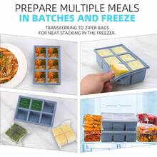 1/2 Cup Silicone Freezer Tray With Lid - Silicone Freezer Molds 2 - Pack Meal Prep Freezing Of Various Sauces And Other Dishes, Makes 12 1/2 Cup Portions Cubes Blue 2 Pack - 藍色 2 件裝 - 查看 7