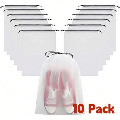 50 pièces Sacs à chaussures transparents et imperméables, convenant pour les voyages (Taille 15,7"X11,8"/40cm X 30cm) - Sacs de rangement à cordon réutilisables pour valise, salle de sport, vacances - Accessoires de voyage essentiels pour hommes et femmes, porte-chaussures, rangement, extérieur, jardin, voyage essentiel, portable, accessoire de plage, saison de remise des diplômes, cérémonie de remise des diplômes, cadeau de remise des diplômes, félicitations diplômé, fin des études, fête de remise des diplômes