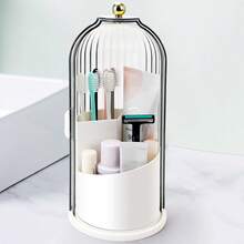 Toothbrush Holders With Sliding Lid, Rotating 3 Slots Bathroom Organizer Countertop, Tooth Brush Toothpaste Holder Bathroom Counter Stand Sink Organizer Caddy For Vanity Makeup Brushes Holder - trắng - Xem 1