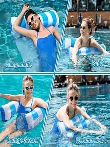 2 chiếc võng nằm thư giãn bơm hơi dành cho người lớn - Chất liệu PVC bền, phao bơi bơm hơi có thể gấp gọn, họa tiết sọc, thích hợp cho tiệc bể bơi và quà tặng mùa hè. - Nhiều màu - Xem 5