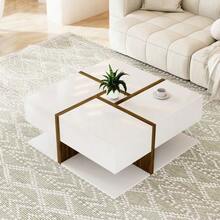 High-Gloss Coffee Table With 4 Drawers, Linear Design And Unique Color Combination, Storage Space Underneath. 78 X 78 X 36 Cm. - White 1 - View 2