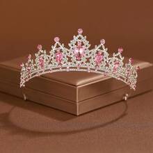 1pc Luxury Elegant Party/Wedding Bridal Headpiece, Graceful Princess Crown,Summer,Beach - Watermelon Pink - View 2