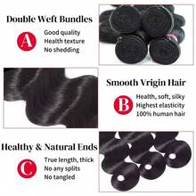 BINF Virgin Wave Human Hair Extensions, Top Quality Braided Unprocessed Natural Black Color Double Layer Loose Wave Hair Extensions - Natural Black - View 5