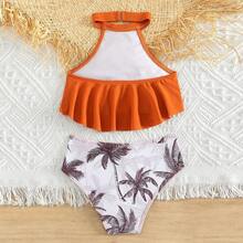 Family Matching Swimsuits Two Piece Bikini Set Ruffles Bathing Suits Mommy And Me Matching Swimwear Father And Son Matching Swim Shorts Men And Boy Swim Trunks Summer Vacation Beachwear - 女孩 - 查看 3