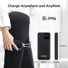 10000mAh Fast Charging Power Bank With Built-In Cables, 22.5W PD & QC Charging, LED Digital Display, Multi-Device Travel Charger - Negro - Ver 4