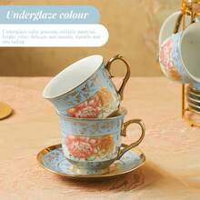 20-Piece European Porcelain Tea Set With Metal Stand & Blue Floral Painting – Elegant Tea Service Gift For Adults, Ideal For Spring Outing, Easter Party, Home Decor & Special Occasions (Large, Classic Gold) - Màu xanh nhạt - Xem 7