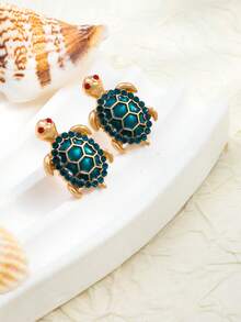 1 Pasang Anting Kura-kura Laut Enamel, Anting Desain Modis dan Berkualitas Tinggi yang Indah dan Lucu, Cocok untuk Pemakaian Sehari-hari, Pesta, Liburan, dan Hadiah Hari Raya - Royal Blue - View 2