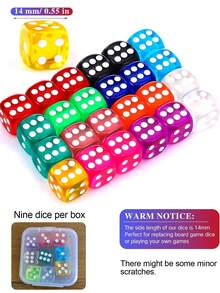 3 Boxes/27pcs Multi-Color Dice Set - Various Transparent Storage Boxes, 9pcs Per Box, Suitable For Math Games, Gamers And Educational Activities, Portable And Easy To Organize, Transparent Box Body, Multi-Colors, 1 Box/3 Boxes - A - View 8