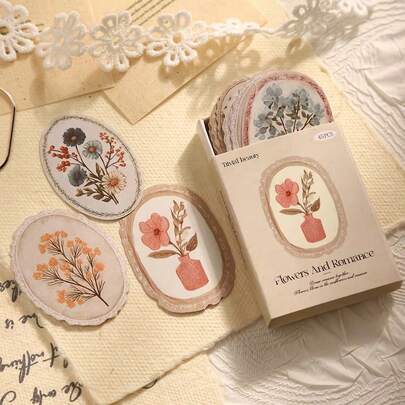 1 Set Floral Theme Stickers, Includes Plant Pattern Designs, Suitable For Decorating Diaries, Stationery And Water Bottles, Also Can Be Used As Holiday And Birthday Gifts Scrapbook Supplies Scrapbooking