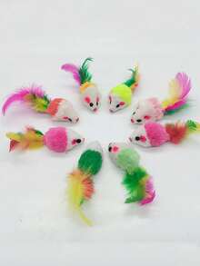 5pcs/10pcs/15pcs/20pcs Plush Mouse & Cat Toys, Helpful For Dental Health - Interactive Indoor Play And Teeth Cleaning, Random Color - Multicolor - View 4