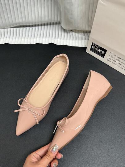 Zapatos de mujer con lazo y punta afilada, mocasines con cuña oculta de suela blanda, zapatos slip-on con lazo y estilo francés transpirable, nuevos zapatos planos de piel suave y versátiles de bajo empeine para la oficina y el trabajo
