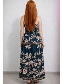 July Strapless Tropical Dress In Various Prints, 2025 Collection - hawaiano negro - Ver 1