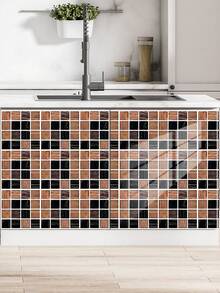 OUTANA 10pcs/Pack Vinyl PVC Mosaic Tile Wallpaper, Self-Adhesive No Glue Removable, Available In 10/15/20/30cm, Suitable For Kitchen, Balcony, Study, Accent Wall, Bedroom, Living Room And Furniture Decor - Multiple Styles - View 12