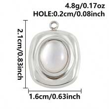 1 buah/4 buah Kalung/Anting Liontin/Anting-anting Kerang Persegi Panjang & Oval Geometris Emas/Perak Bertatahkan Baja Tahan Karat 304 Antik, Aksesoris Perhiasan DIY - S3226 - View 3