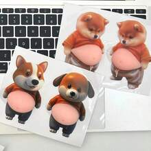 Hình dán trang trí điện thoại hình chú chó Corgi 3D mềm mại, màu hồng nhạt, thích hợp để bóp bụng và trang trí nhà cửa. - Nhiều màu - Xem 6