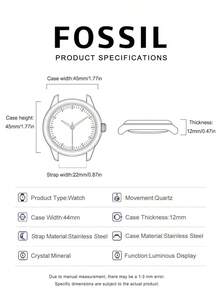 Fossil Đồng hồ đeo tay nam bằng thép không gỉ, thiết kế ba mặt số đa chức năng hiển thị ngày và thứ, máy quartz, phù hợp cho cả công sở và thường ngày. - màu đen - Xem 7