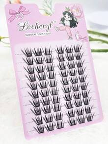 Lvcheryl 60 Clusters Ultra-Lightweight Lashes,Fox Individual Lashes Mixed Length, Natural Looking Cluster Lashes DIY Wispy False Eyelashes For Beginner - C - View 9