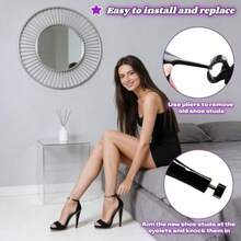 Heel Tips  10 Pairs High Heel  Kit With U/Cap Style 2.4mm And 3mm Metal Pins 5 Sizes 8-12mm - Slip-Resistant Quiet DIY Shoe Heel Caps For Women Black - Black - View 7
