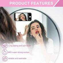 Silicone Suction Cup Phone Holder, Single-Sided Suction Cup, Multi-Functional Adhesive Backing, Anti-Slip And Hands-Free, Suitable For Bathroom Mirrors, Car Selfies And Video Recording, Compatible With Various Phone Models, A Great Birthday Gift. - 白色 - 查看 4