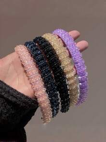 1 pieza Diadema con cristales y rhinestones multicolor, adecuada para fiestas, cumpleaños, uso diario para peinar el flequillo y diadema decorativa para el hogar - Multicolor - Ver 9