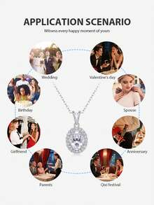 Dây chuyền bạc 925 đính đá Moissanite, mặt dây chuyền tối giản không gây dị ứng, món quà sang trọng cho Ngày Valentine, Ngày của Mẹ, Sinh nhật, Bạn gái, Vợ, Mẹ (Kèm hộp quà) - Bạc - Xem 9