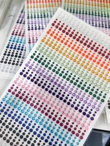 1pc/900pcs Colorful Glitter Diamond Stickers, Multi-Size Shiny Rhinestone 3D Stickers For Eye Makeup, Tattoo, Party & Body Decoration - Multicolor - View 7